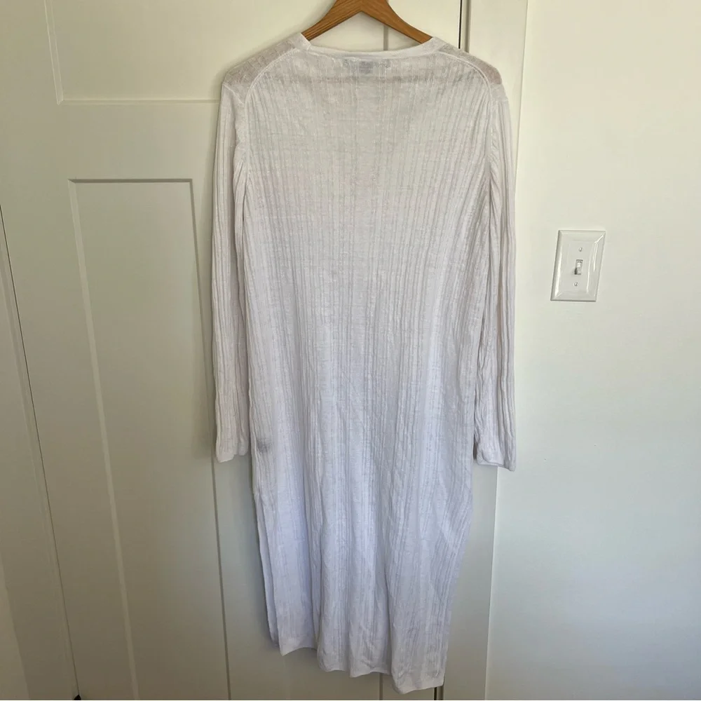 SKULL CASHMERE Allison Long Slub Linen Ribbed Duster Cardigan - Picture 6 of 10